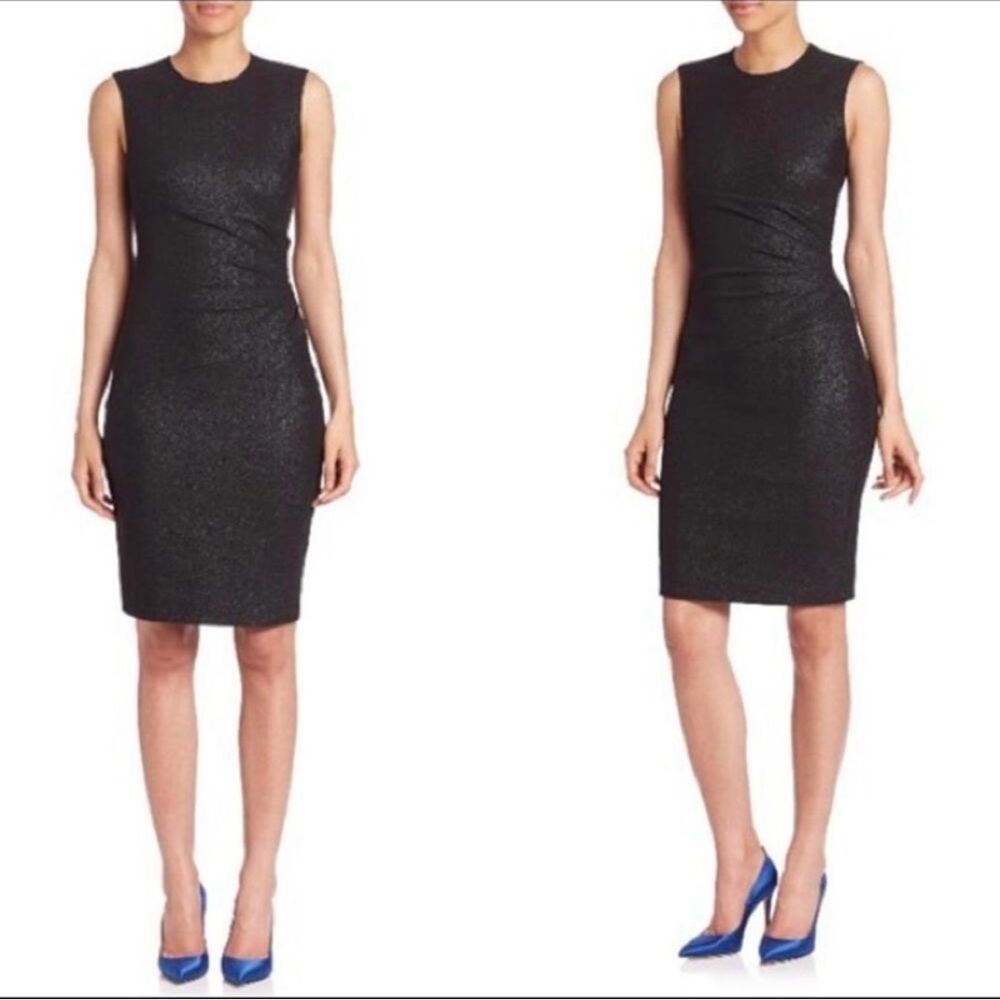 Diane Von Furstenberg Glennie Black Shimmering Sheath Dress - Size 8